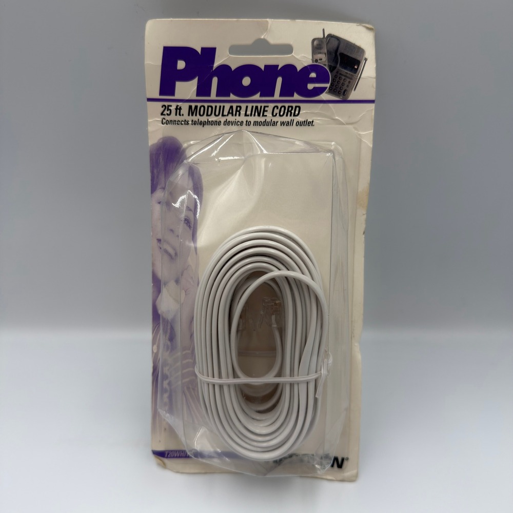 Recoton‎ 25 ft Modular Line Cord White Telephone Phone Cable RJ11 T20WHITE New